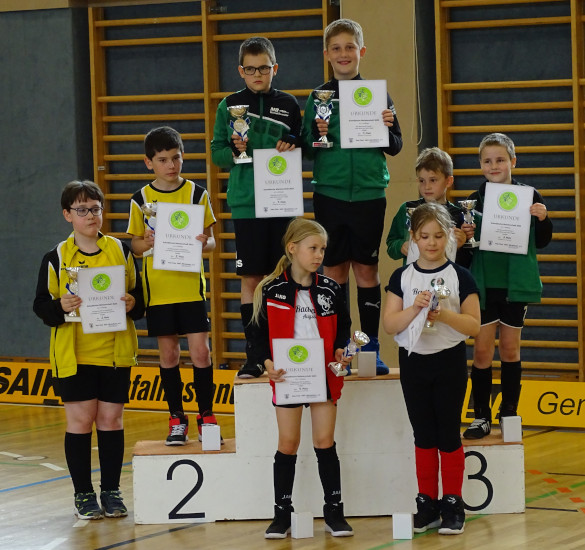 Die Mannschaften stehen auf dem Podest zur Siegerehrung der Schwäbischen Meisterschaft 2023 in der Altersklasse U11